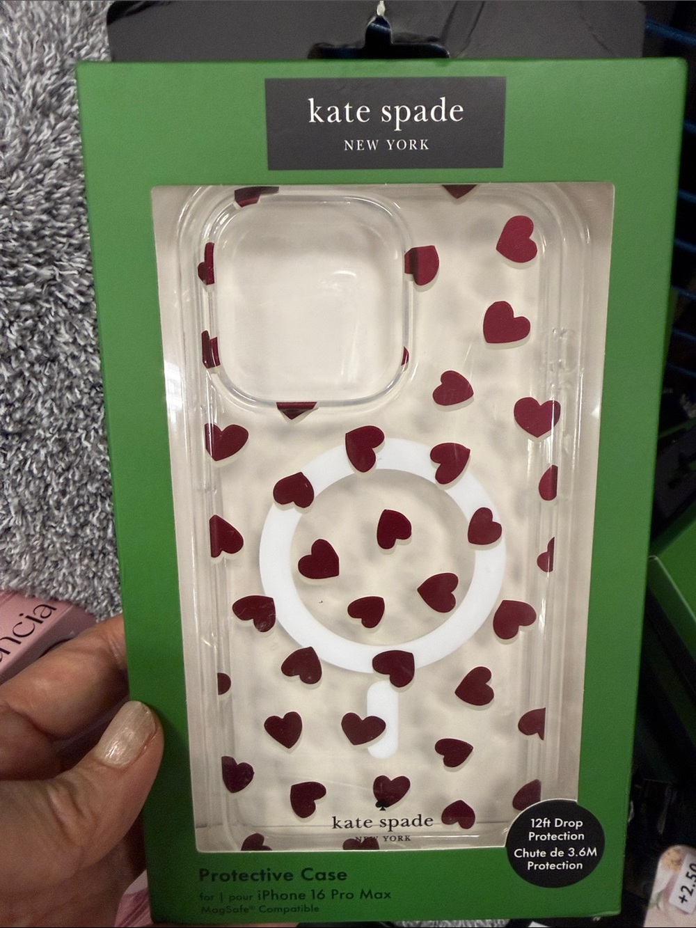 kate spade Clear iPhone Case with Red Heart Print